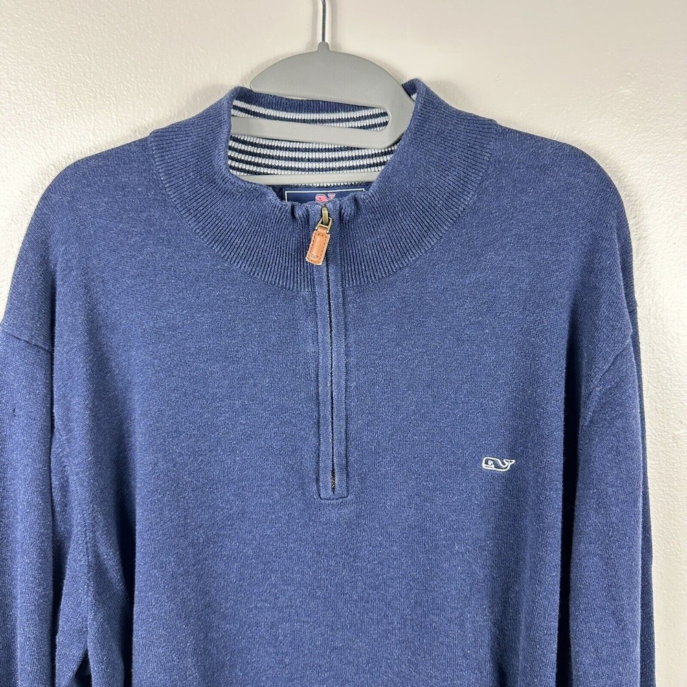 Vineyard Vines Shep & Ian Quarter Zip Pullover Blue Sweater Jacket Mens Size XXL